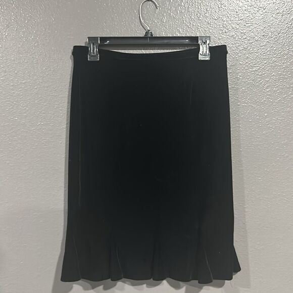 Express Vintage Velvet Peplum Hem Black Skirt S - Picture 2 of 4